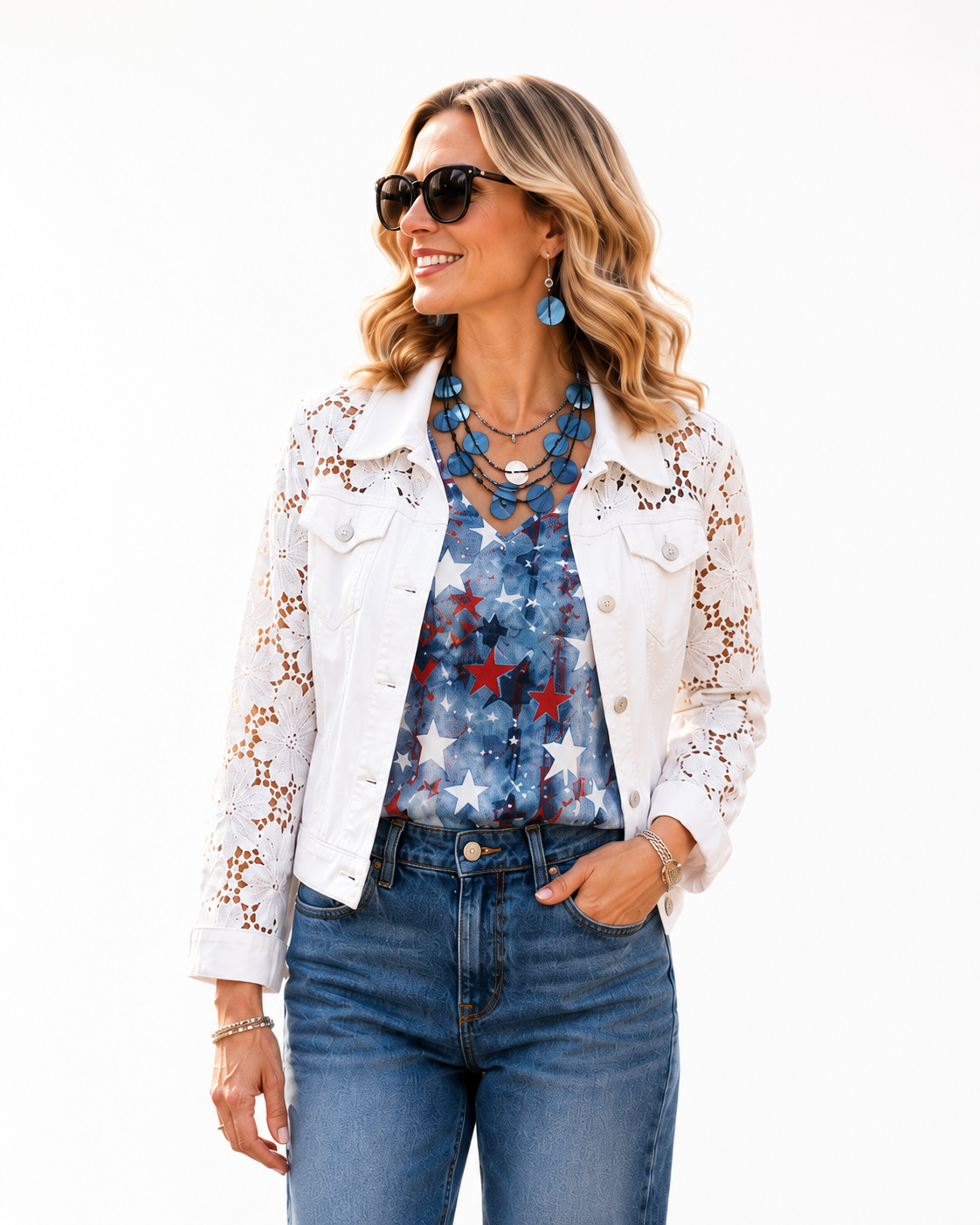 White Lace Denim Jacket