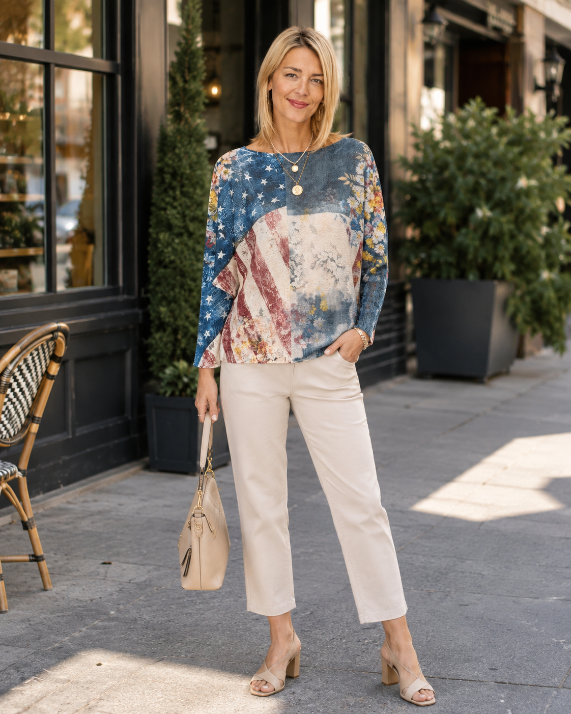 Vintage Americana Patchwork Sweater
