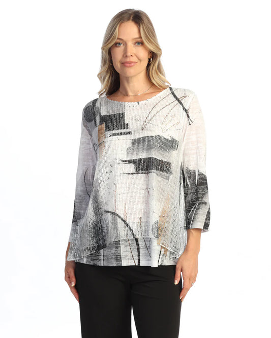 Tango Layered Bouclé Mesh Tunic Top