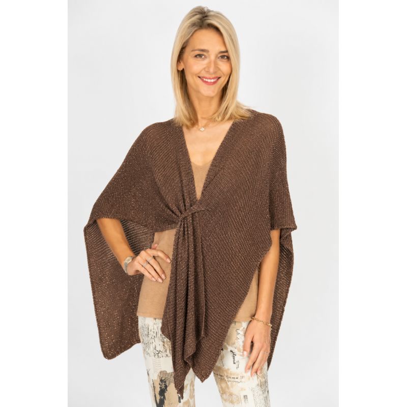 Chocolate Shimmer Tie-Front Poncho