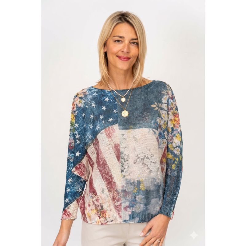 Vintage Americana Patchwork Sweater