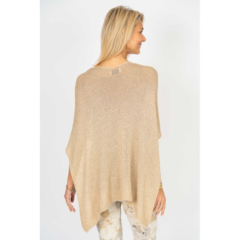 Sand Shimmer Tie-Front Poncho