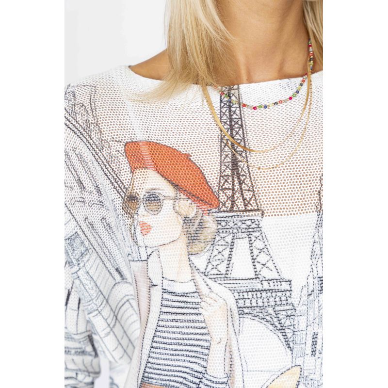 Paris Sketch Lightweight Sweater in Black
