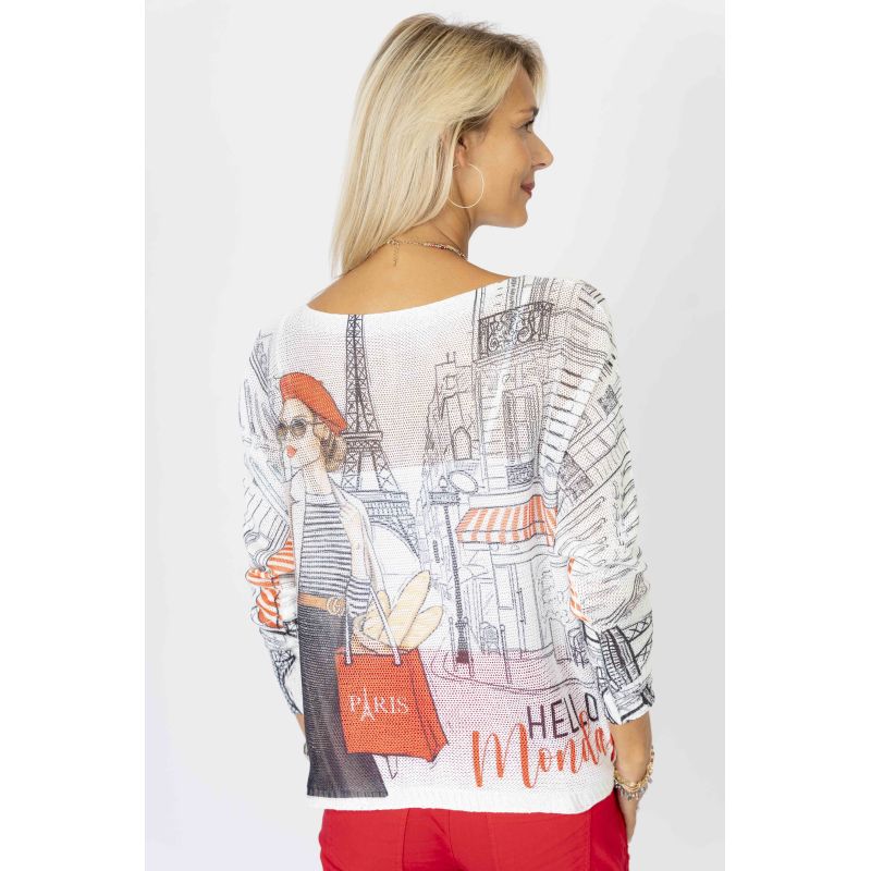 Paris Sketch Lightweight Sweater in Black