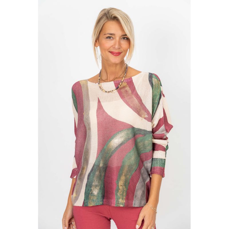 Berry Brushstroke Knit Top
