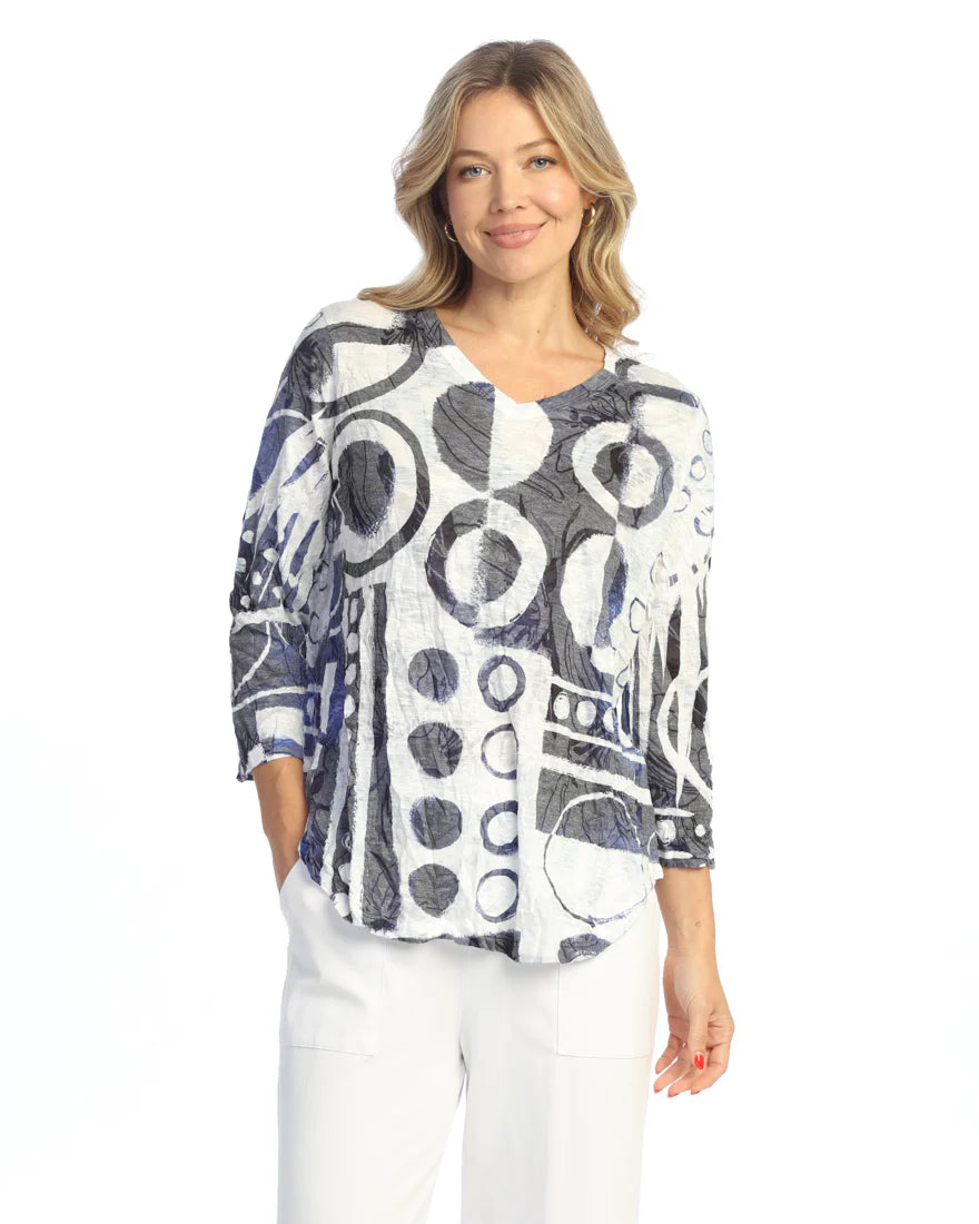 Dottie Crinkle V-Neck  Sleeve Top