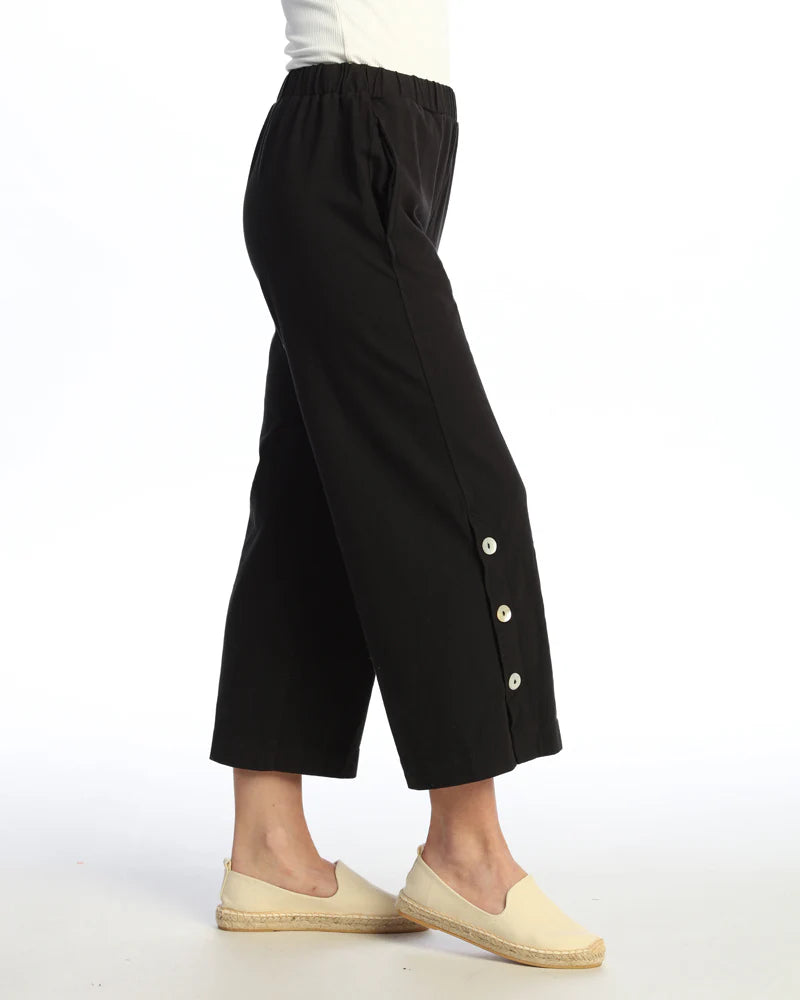 Jet Black Crop Button Pant