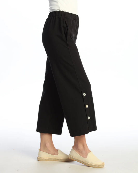Jet Black Crop Button Pant