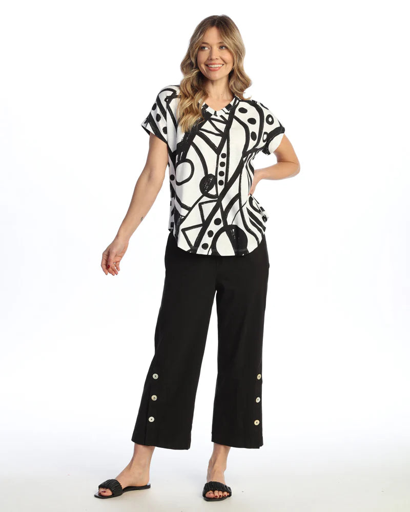 Jet Black Crop Button Pant
