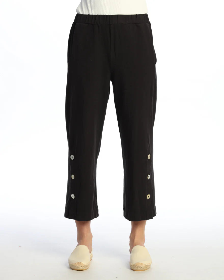 Jet Black Crop Button Pant