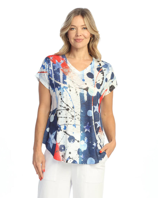 Americana V-Neck Dolman Sleeve Top