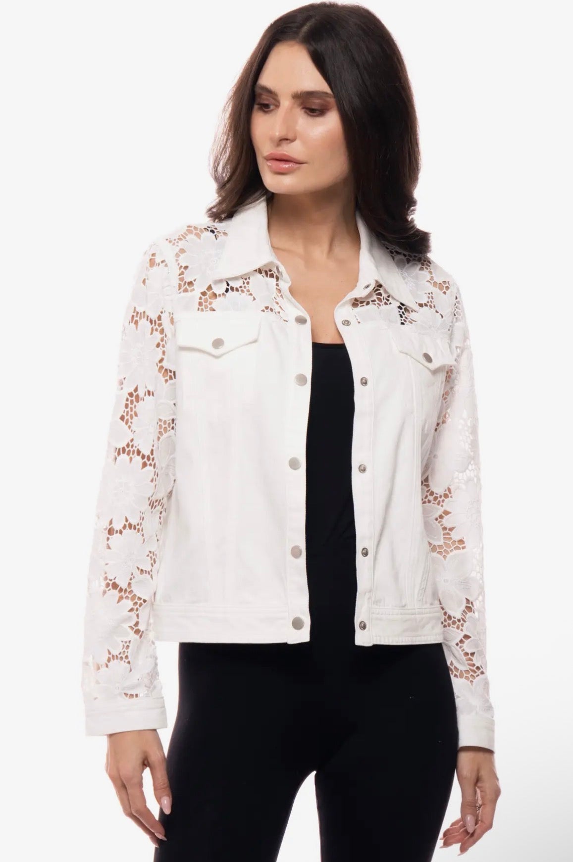 White Lace Denim Jacket