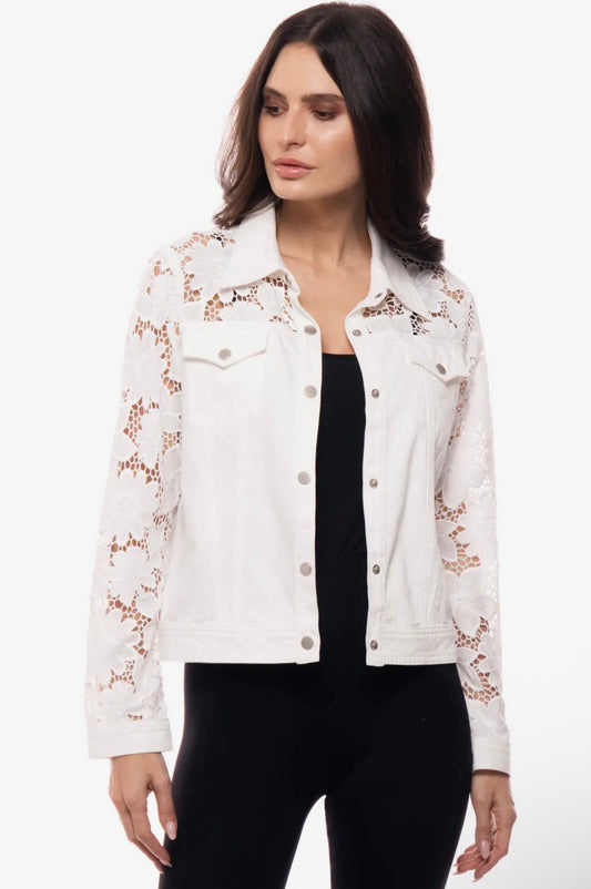White Lace Denim Jacket
