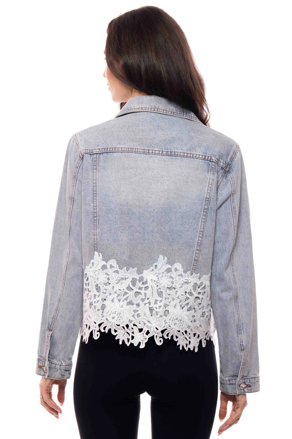 Lace Hem Denim Jacket