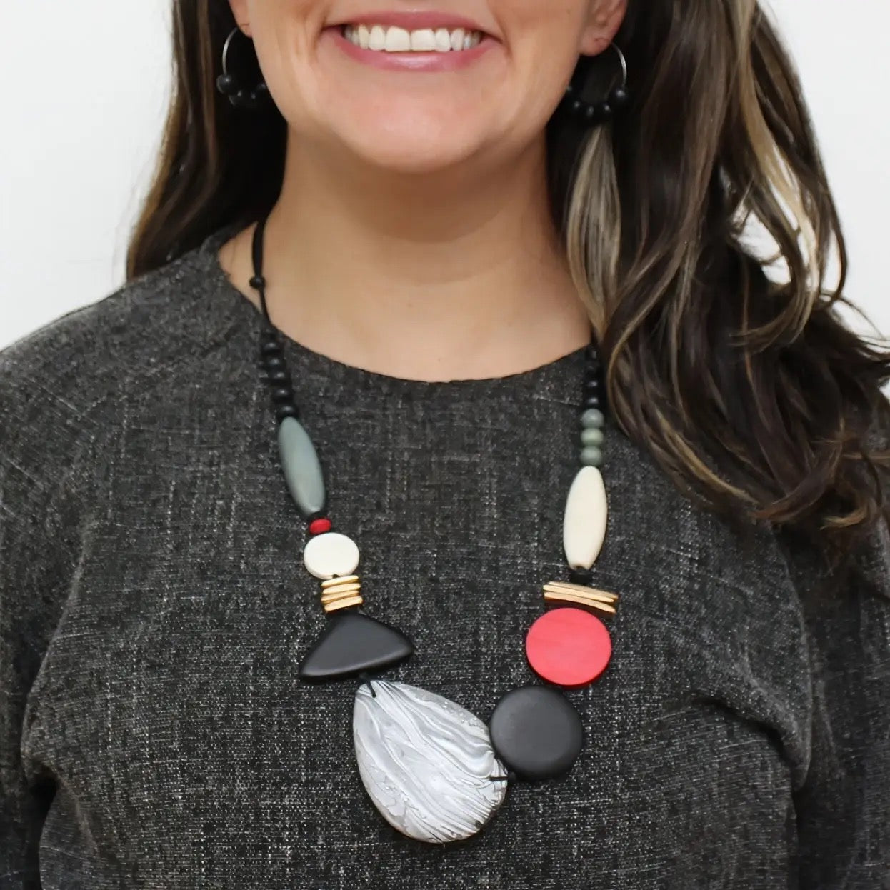 Red Dusk and Dawn Marble Necklace