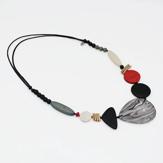 Red Dusk and Dawn Marble Necklace