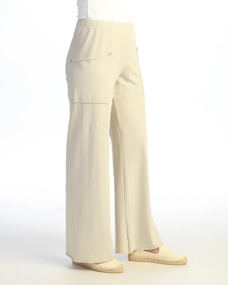 Ivory Soft Stretch Wide-Leg Pant