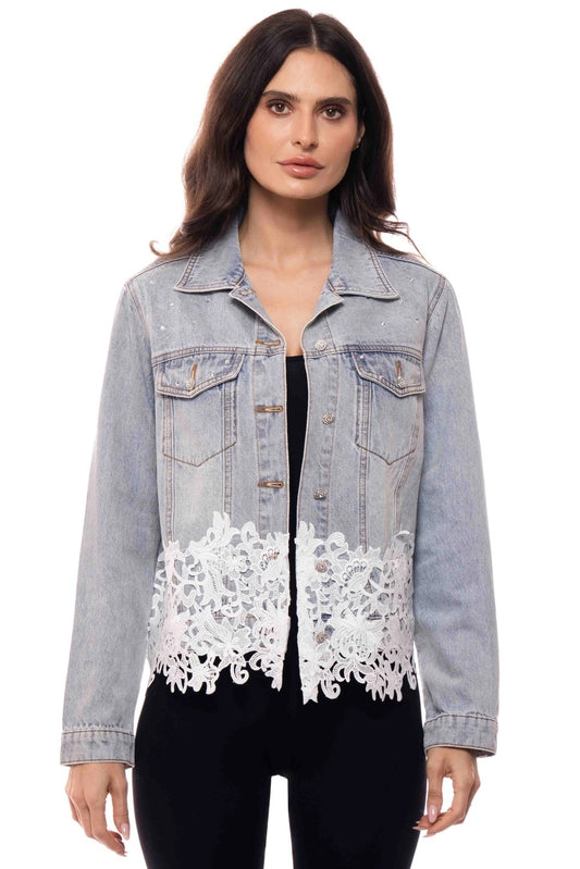 Lace Hem Denim Jacket